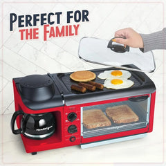 Nostalgia 3-in-1 Breakfast Station - Includes Coffee Maker, Non-Stick Griddle, and 4-Slice Toaster Oven